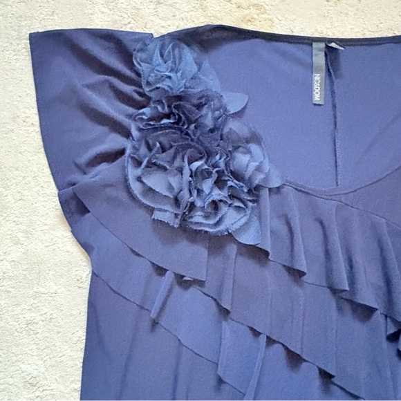 Nic & Dom Navy Blue Short Sleeve Pull On Ruffle Flutter Sleeve Dress Size 2X - Picture 4 of 9